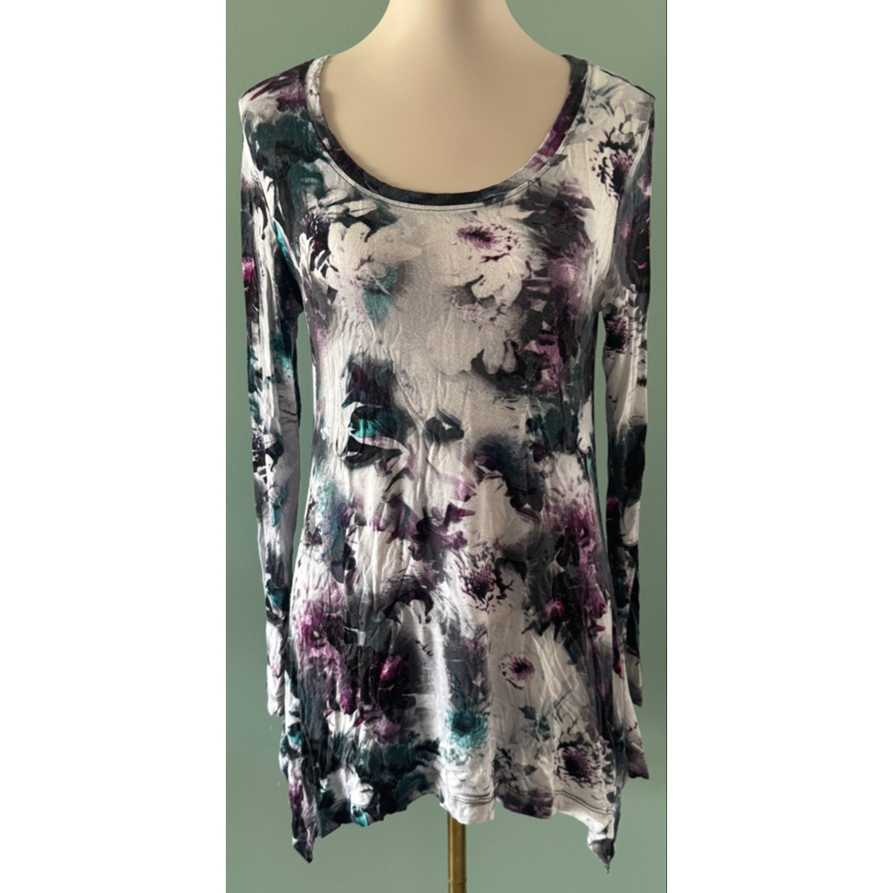 Women's VIVIENNE TAM Floral Print Top Purple/White Size M